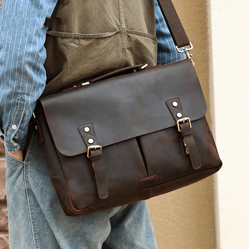 Genuine Leather Men's Messenger Crossbody Bag