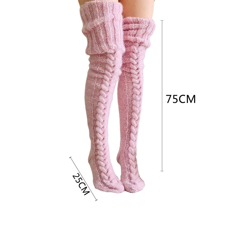 Winter Socks Over The Knee Long Tube Knitted Pile Socks