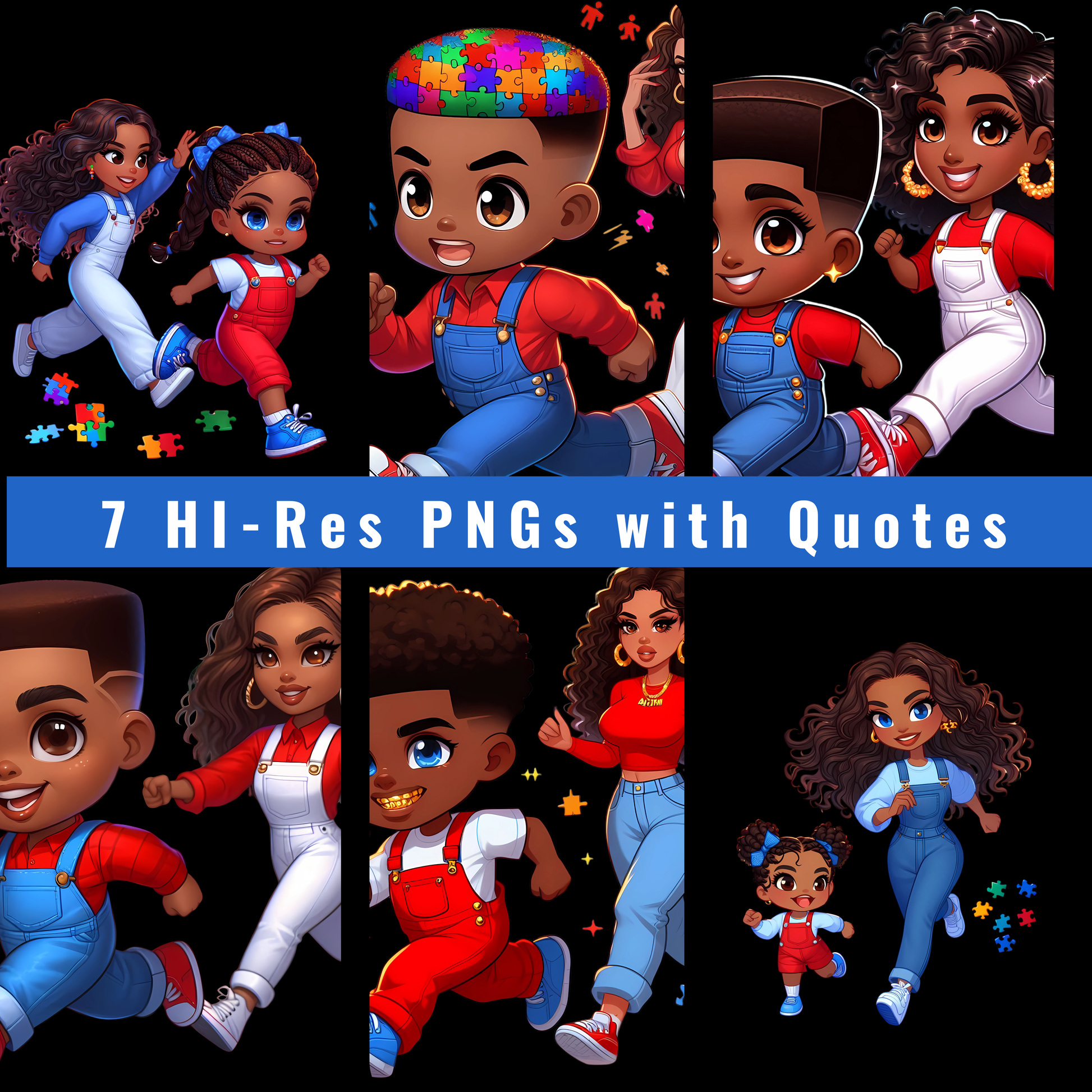 🧩💙 Autism Awareness PNG Bundle – 7 PNGs + 4 Quote Designs (Digital Download) 💙🧩