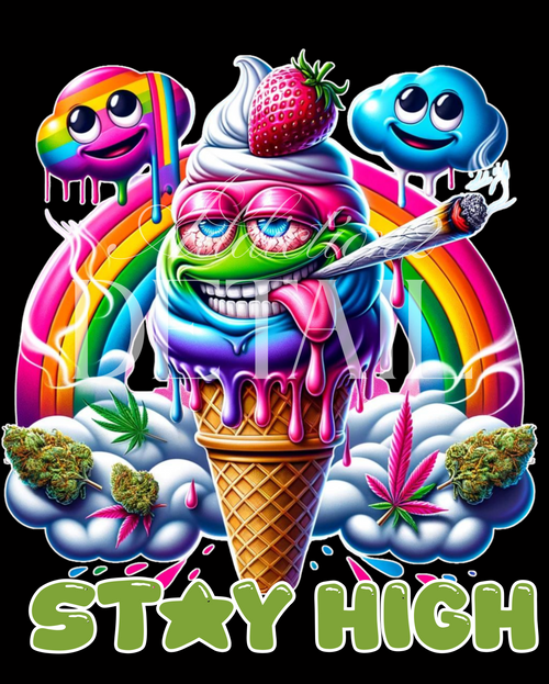 420 Rainbow Cloud Bud PNG – Digital Download