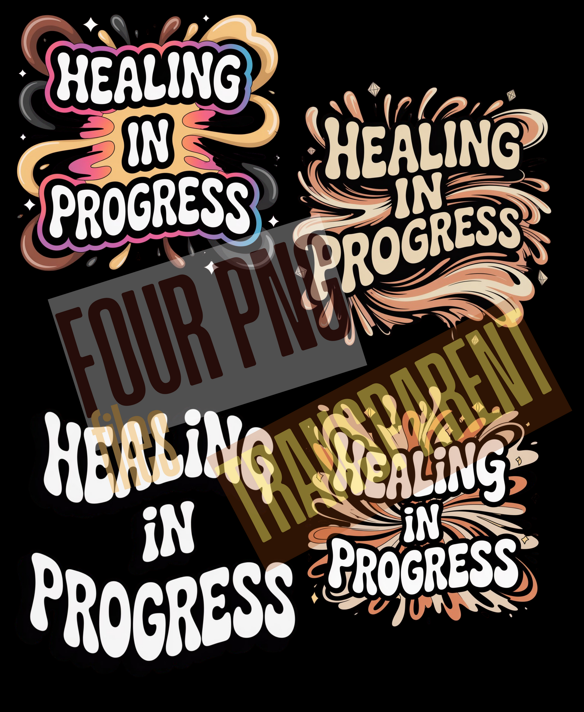 ✨ Healing in Progress – 4 PNG Bundle (Digital Download) ✨