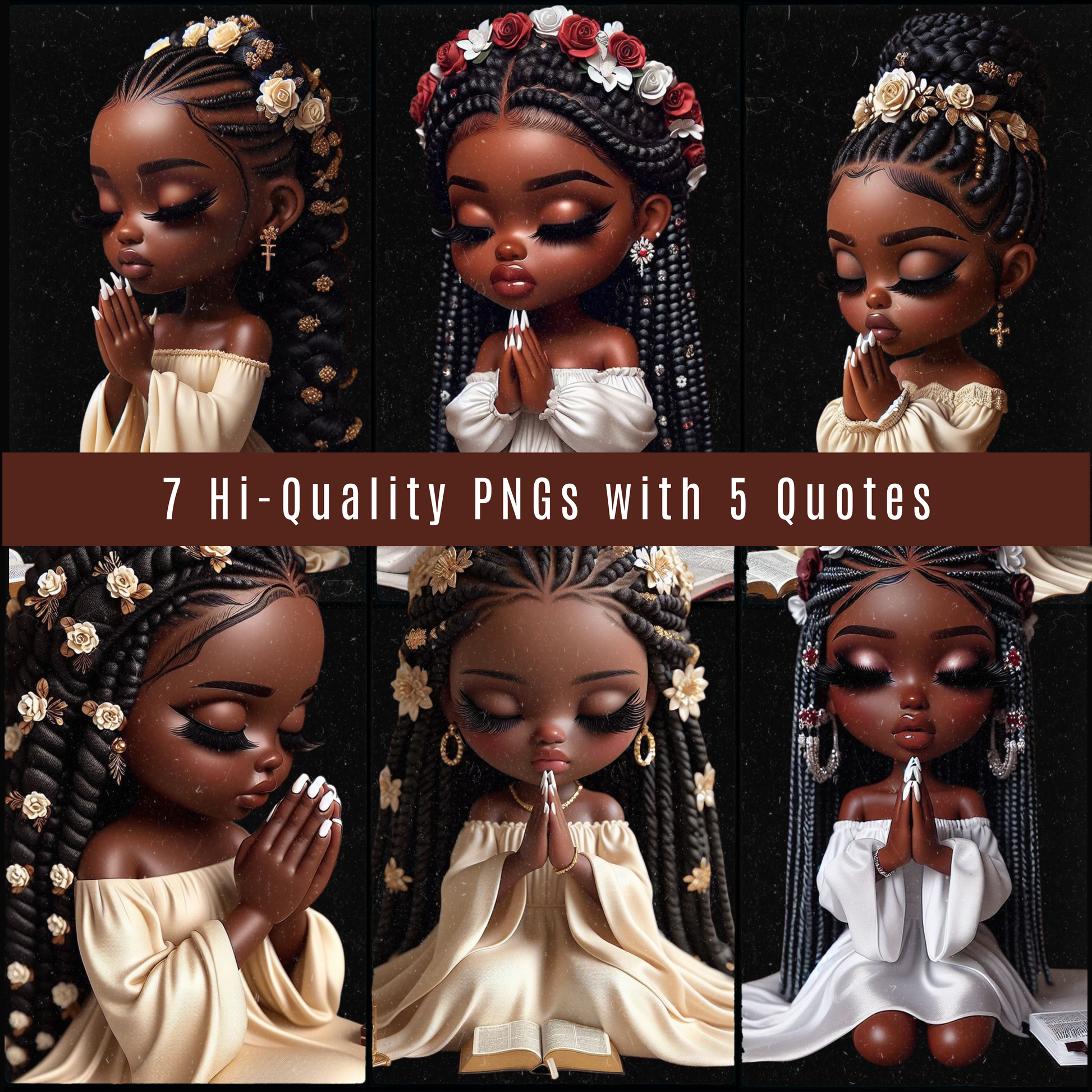 🙏🏽 Praying Woman PNG Bundle – Faith Over Everything (Digital Download)