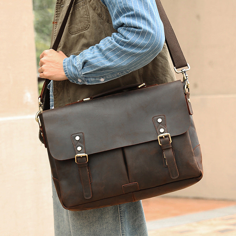 Genuine Leather Men's Messenger Crossbody Bag