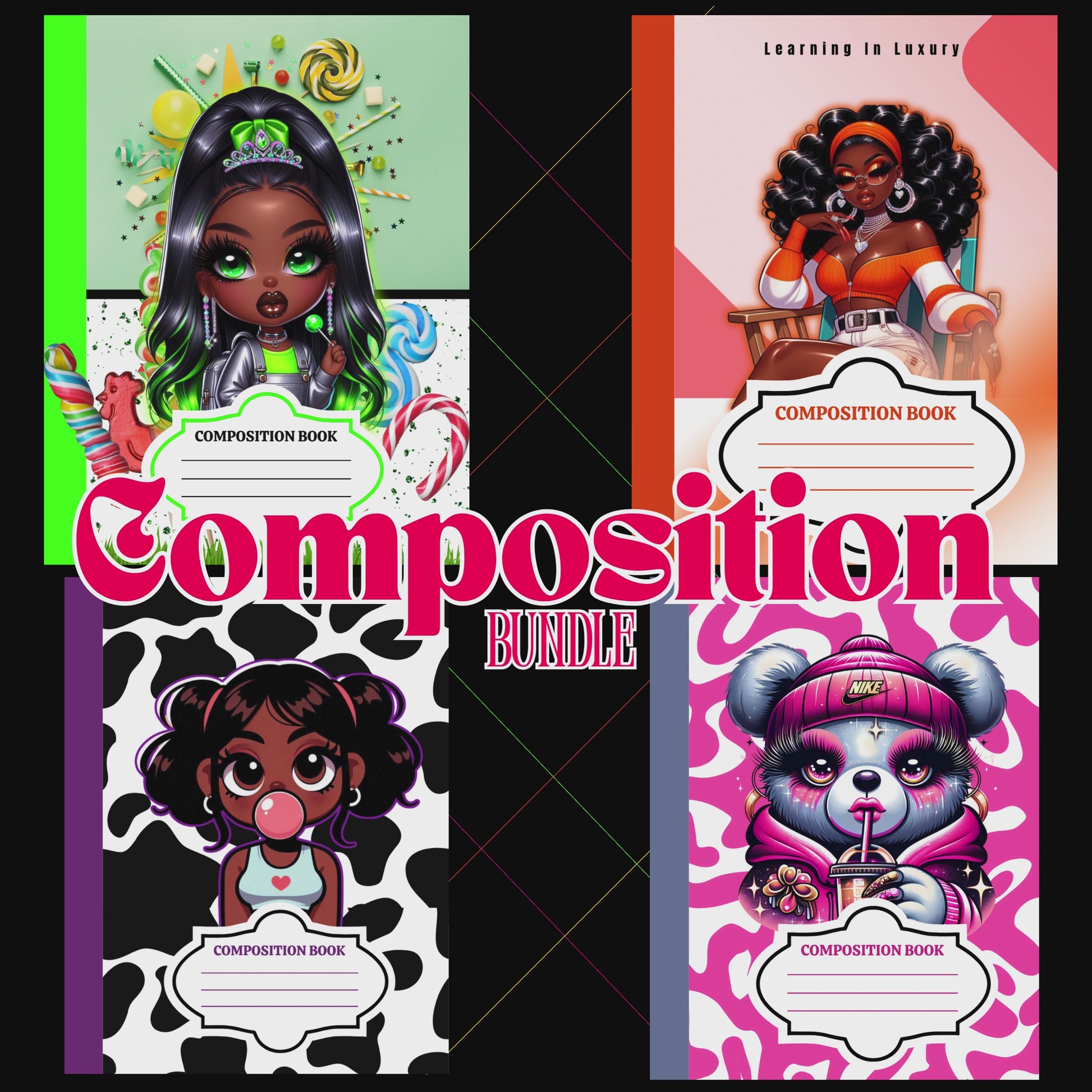 Learning in Luxury – Editable Digital Composite Book Covers (Set of 4)